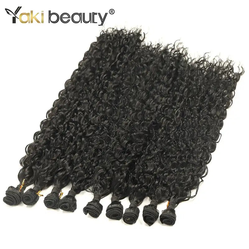 Synthetic Kinky Curly Hair Extensions 9PCS Set Water Wave Full to End