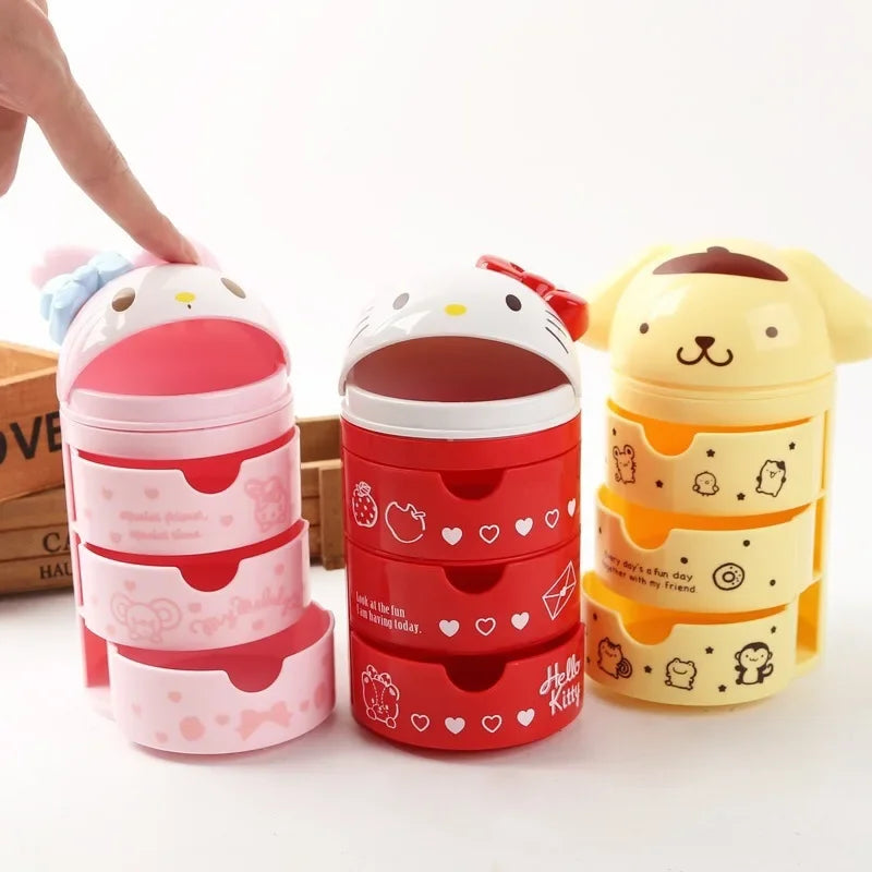 Cute Cat Makeup & Jewelry Organizer - 3-Layer Drawer Storage Box, Kawaii Style