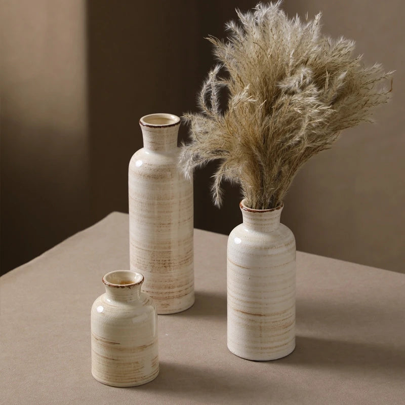 Nordic Style Ceramic Vase Set - Modern Minimalist Flower Holders for Home Decor