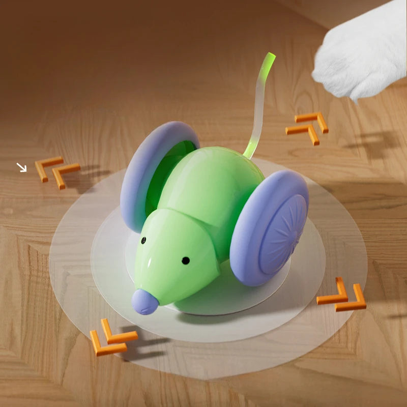 Interactive Electric Cat Toy Mouse Car with Rechargeable Battery - Intelligent Obstacle Avoidance