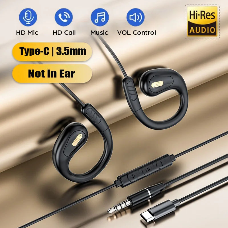 Wired Open Ear Gaming Headset with ENC Mic - Hi-Fi Sound for Clear Calls