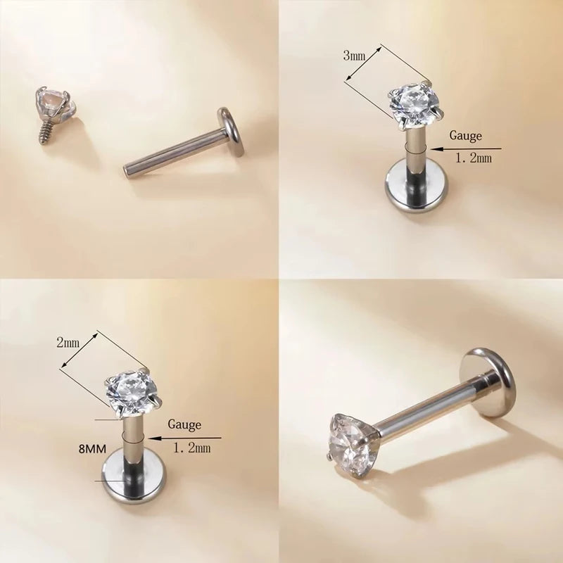 Wholesale Titanium Body Jewelry Labret Nose Stud Earring for Tragus Helix Cartilage