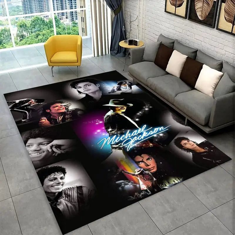 Retro Michael Jackson King of Pop Area Rug Non-Slip Floor Mat for Living Room Bedroom