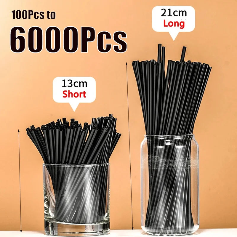 Black Drinking Straws Pack 100-6000PCS for Coffee Juice Cocktail Party Wholesale