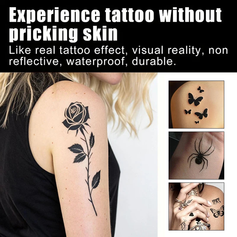 Temporary Tattoo Ink Set with 3 Sticker Kits - Long-Lasting Face & Body Art Gel