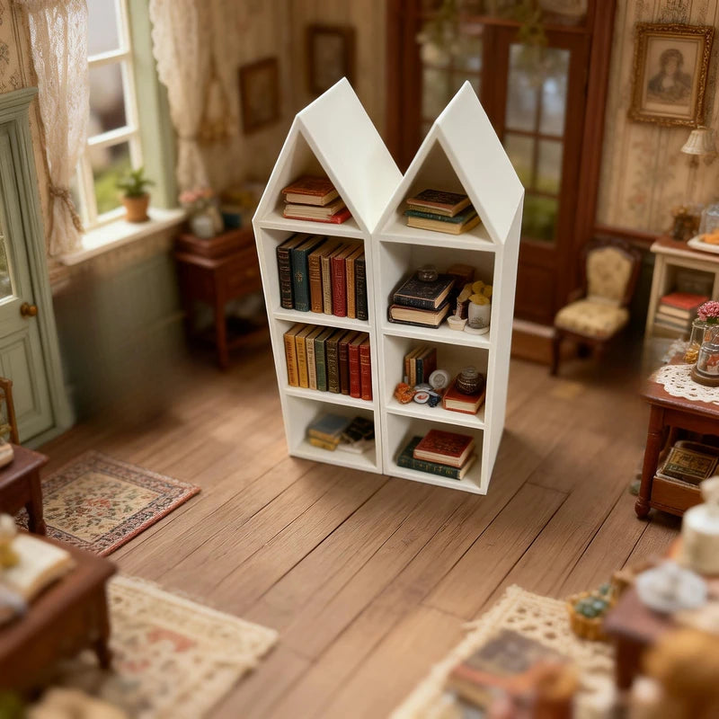Miniature Bookshelf Model House Decor Set for Scene Decoration - 2 Pieces