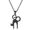 Black Cat Moon Pendant Necklace for Women - Cute Kitten Moonstone Choker Jewelry