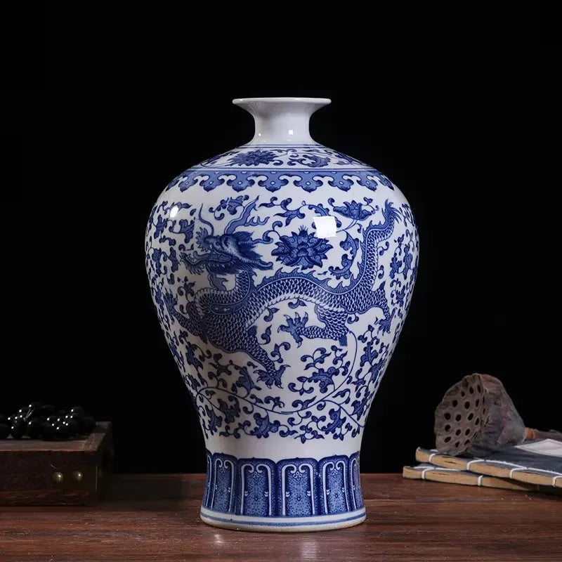 Blue and White Ceramic Vase 32cm Chinese Porcelain Home Decor Shelf Table