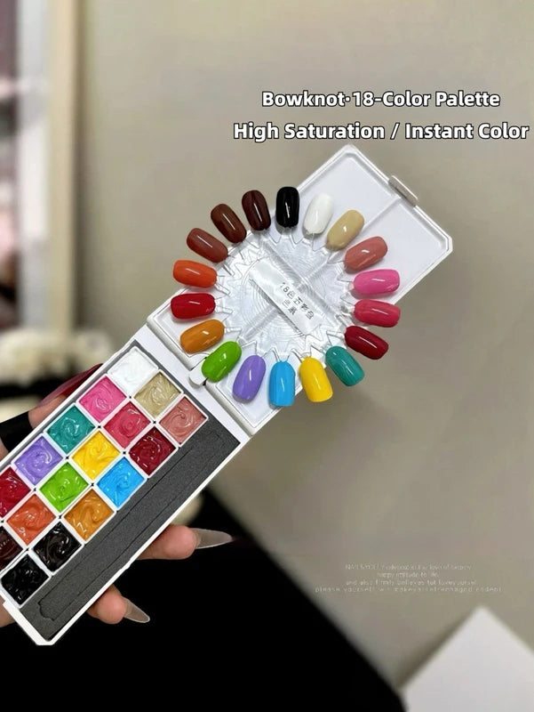 18-Color Butterfly Bow Nail Palette No-Wipe Stamping Gel for Nail Art & Gradient Effects