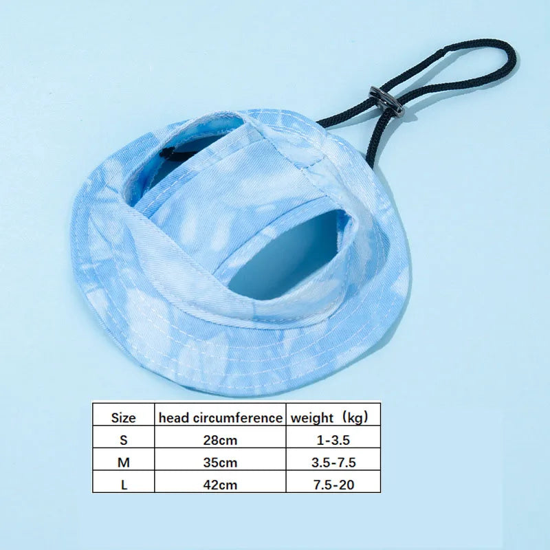Pets Sun Hat with Ear Holes - Adjustable Baseball Cap for Dogs & Cats - Summer Outdoor Pet Accessory
