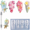 Relief Lily Flower Nail Carving Mold 3D Silicone Templates for Resin Epoxy Art