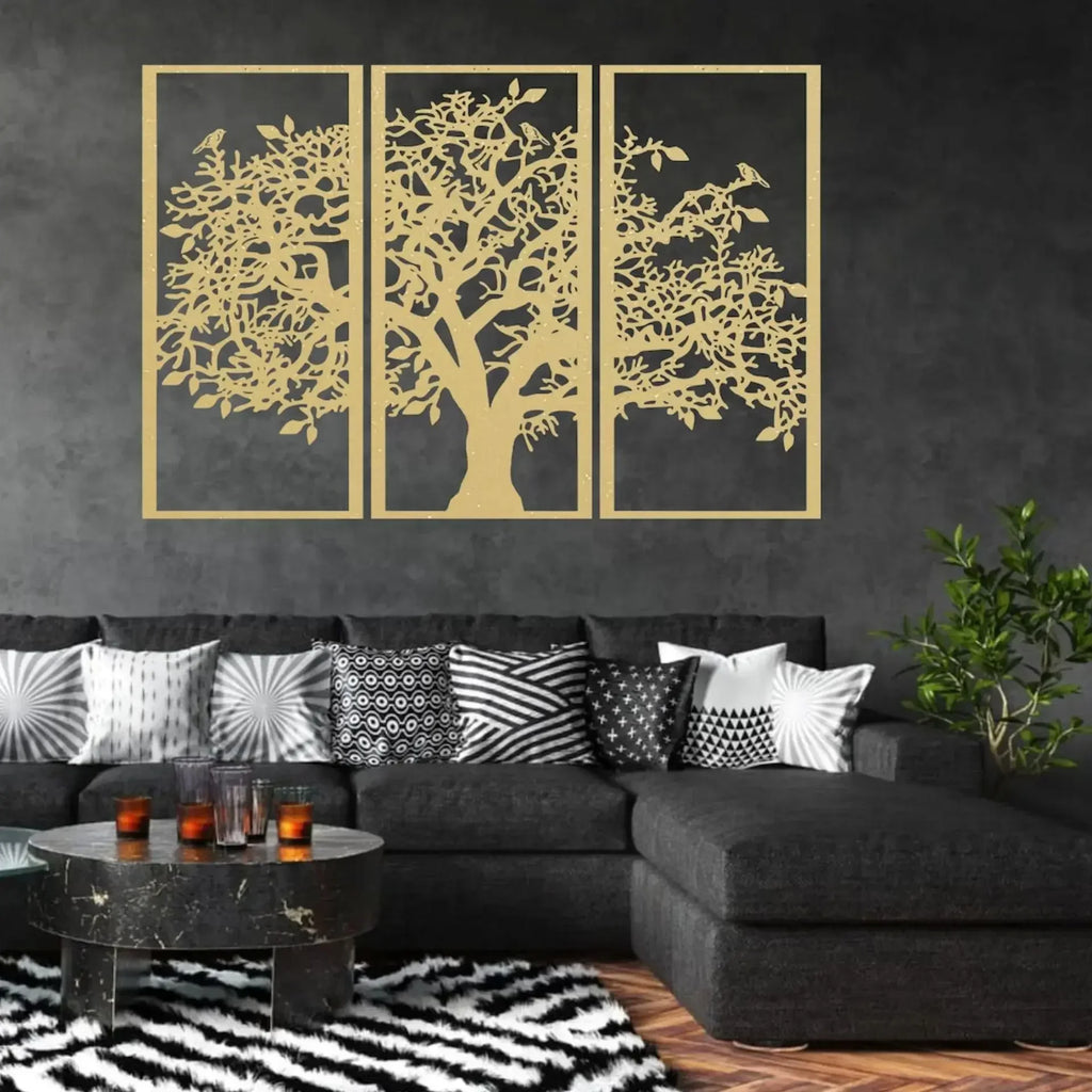 Iron Wall Art Tree of Life Metal Sculpture Indoor Outdoor Decor - Waterproof