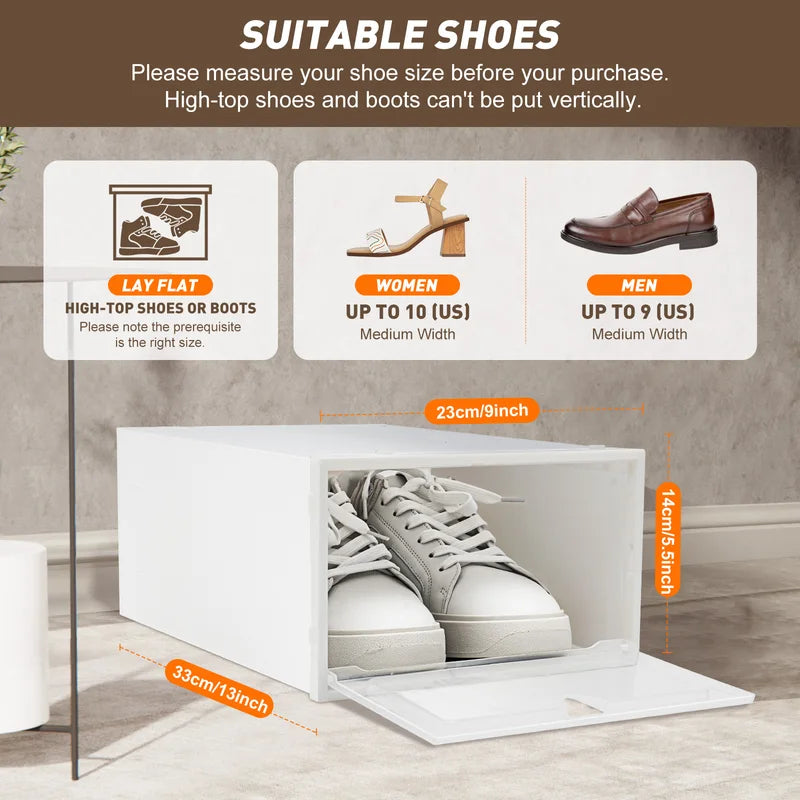 Stackable Transparent Shoe Storage Box with Side Flap - Dustproof & Ventilated, 20pcs