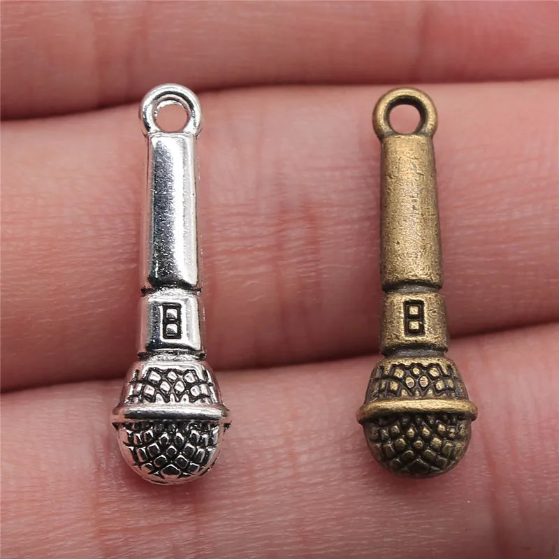 Microphone Charms Pendant Jewelry Supplies 10pcs Handmade for DIY Earrings & Bracelets