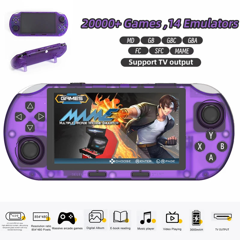 Handheld Game Console with 4.5-Inch HD Screen Supports TV Output & 20,000+ Games
