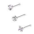 3-Piece Heart Star Zirconia Nose Stud Set - Stainless Steel Nostril Jewelry for Women Girls