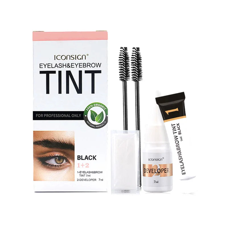 Professional Eyelash and Eyebrow Tint Kit - Fast 15-Minute Semi-Permanent Dye Gel