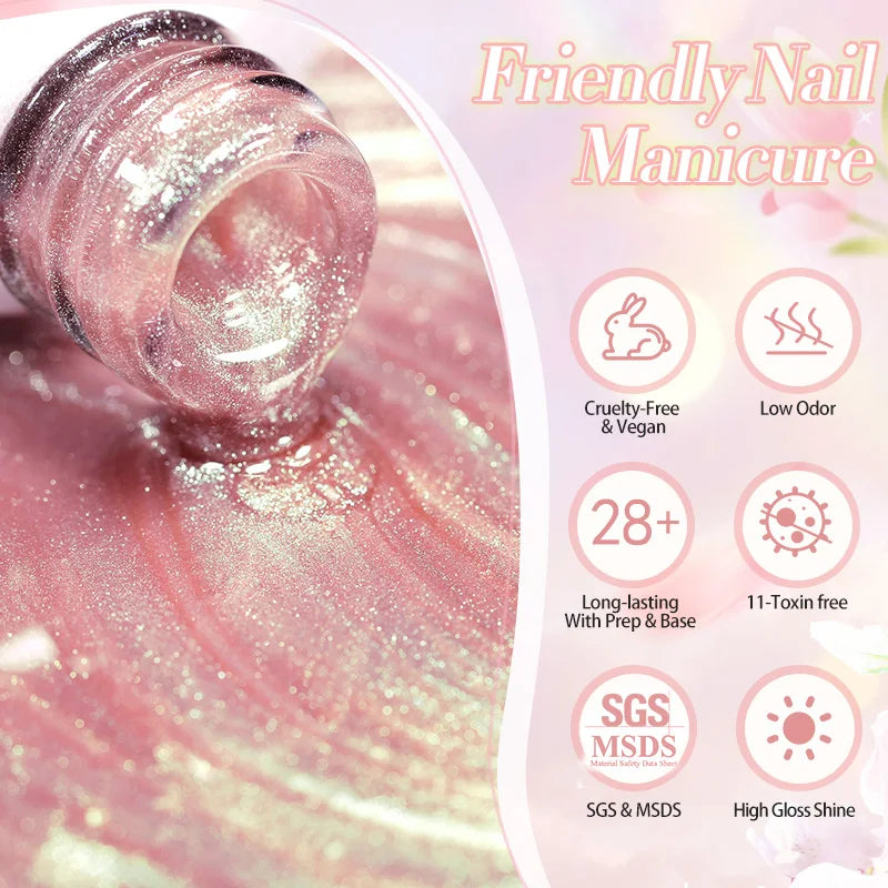 Magnetic Cat Gel Nail Polish 10ml - Holographic Glitter UV LED Semi-Permanent