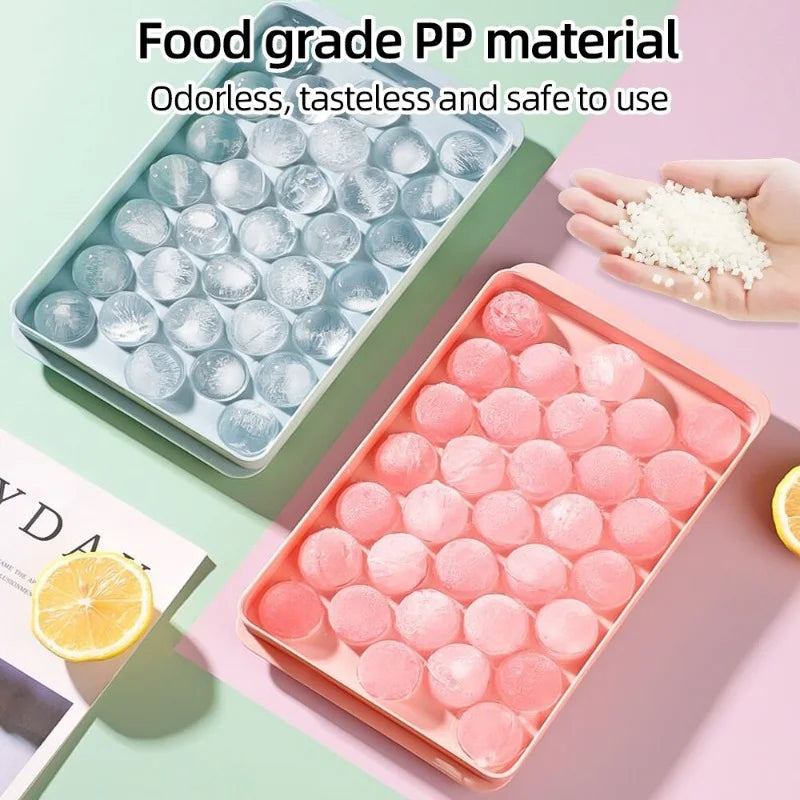 Ice Ball Mold for Whiskey and Cocktails - 33 Sphere Silicone Ice Cubes, Reusable & Food-Grade