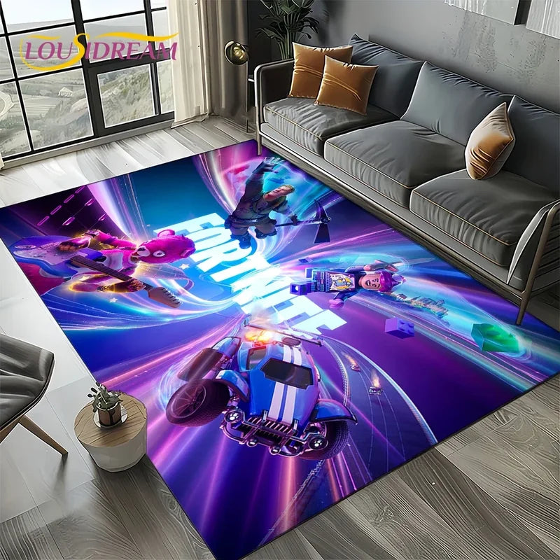 Cartoon Characters Gaming Rug for Kids Bedroom & Living Room - Non-slip Floor Mat