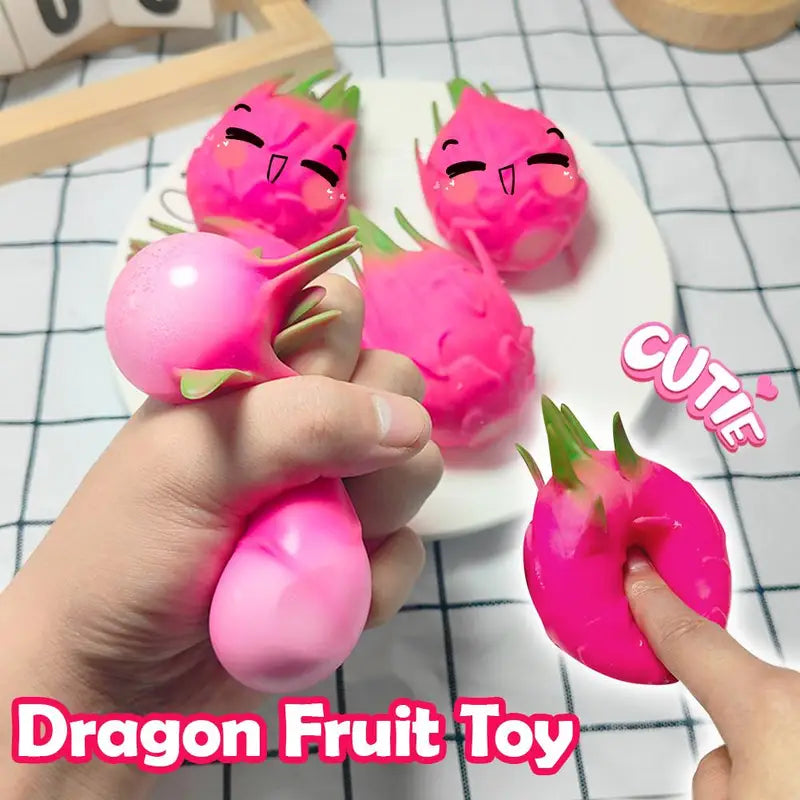 Stress Relief Squeeze Ball - Dragon Fruit Sensory Toy for Kids & Adults
