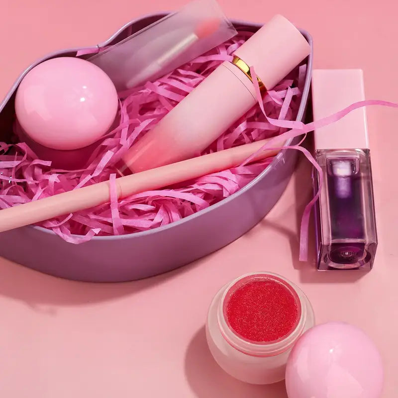 5-in-1 Lip Makeup Set Lip Gloss Lipliner Lip Mask & Scrub Beauty Gift Kit