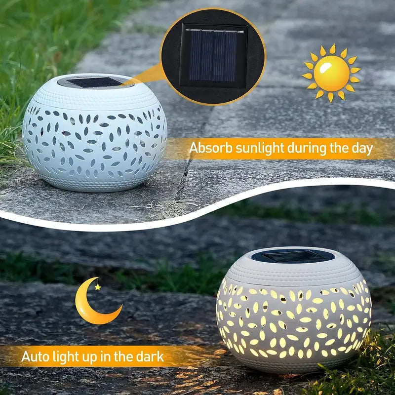 Solar Outdoor Lantern Table Light - Decorative Metal Lantern for Patio Garden