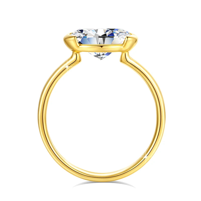 14K Gold Moissanite Engagement Ring Oval Cut 3CT Lab Created Wedding Jewelry