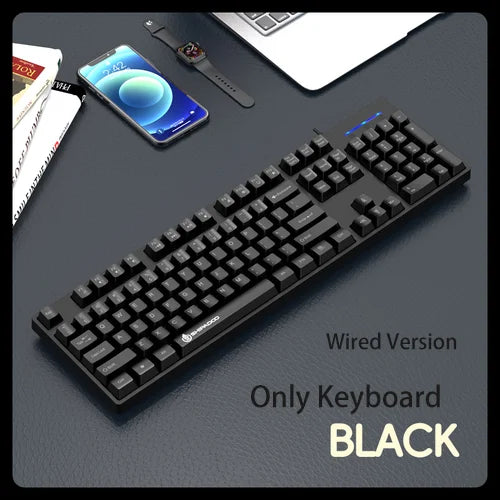 Wireless & Wired Gaming Keyboard and Mouse Combo - Full-Size, Silent, Ergonomic