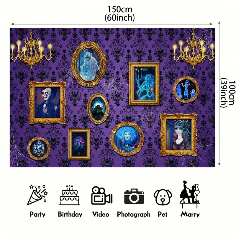 Halloween Haunted House & Gothic Spider Web Party Background Decor - Polyester Photography Backdrop