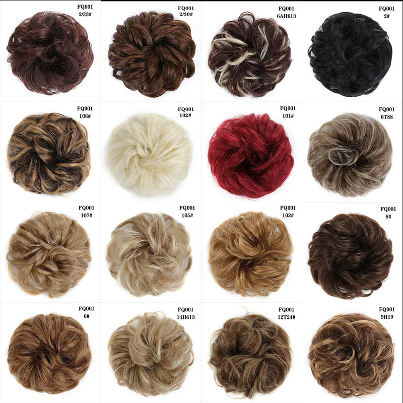 Disheveled Fluffy Wig Hair Bun Band - Natural High-Temperature Synthetic Curl