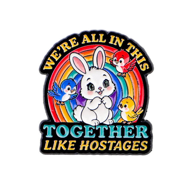 We Are All In This Together Enamel Pin Cute Animal Brooch Lapel Badge for Clothing & Bags