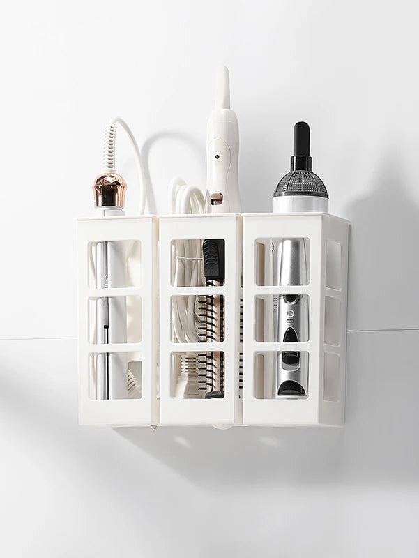 Non-Perforated Curling Iron Storage Box Wall Shelf for Beauty Tools