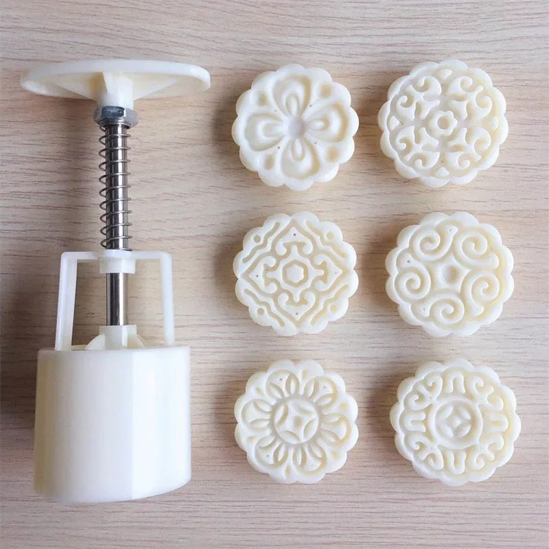 Kitchen Cake Mold for Mooncakes and Desserts - Non-Stick Flower Pattern BPA-Free Food Grade