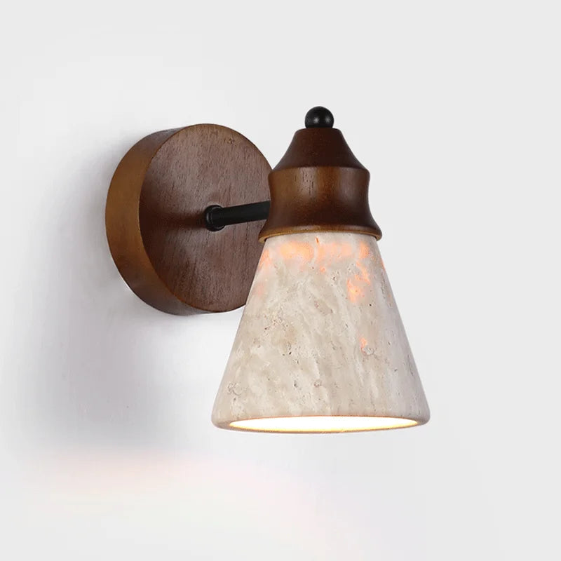 Natural Stone Wall Lamp - Yellow Travertine Sconce for Bedroom & Living Room