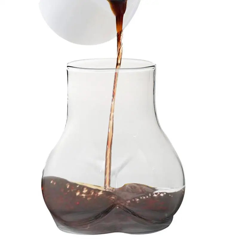 Funny Butt-Shaped Glass Mug 450ml Transparent Coffee Cup for Hot & Cold Drinks