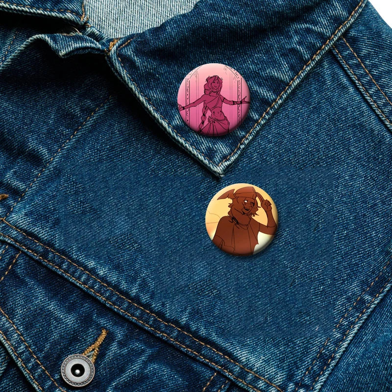 Creative Cartoon Enamel Pins for Bags Clothes Hats - Round Badge Brooches