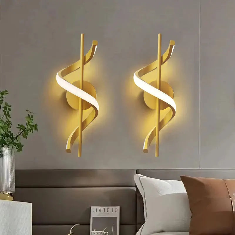 Minimalist LED Wall Lamp for Bedroom Living Room Corridor - Black White Gold