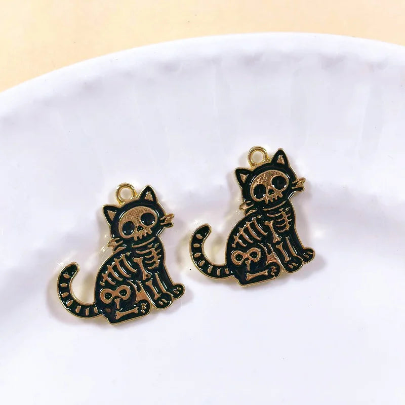 Halloween Skeleton Crow Duck Cat Alien Charms 10pcs Jewelry Pendants for Earrings & Crafts