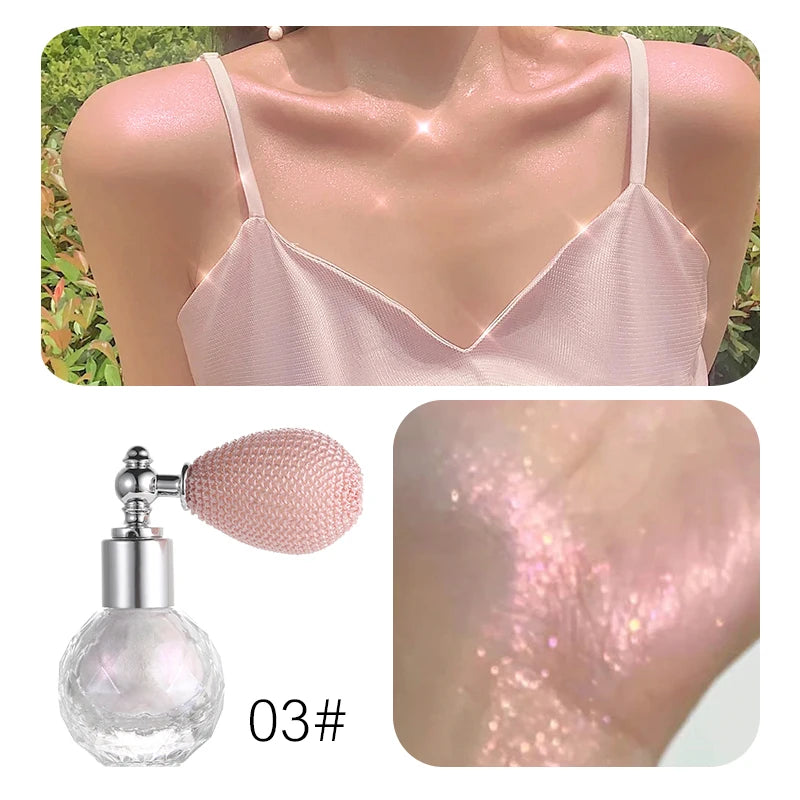 Glitter Body Powder Highlighter Spray for Face & Body - Sparkling Makeup Shine