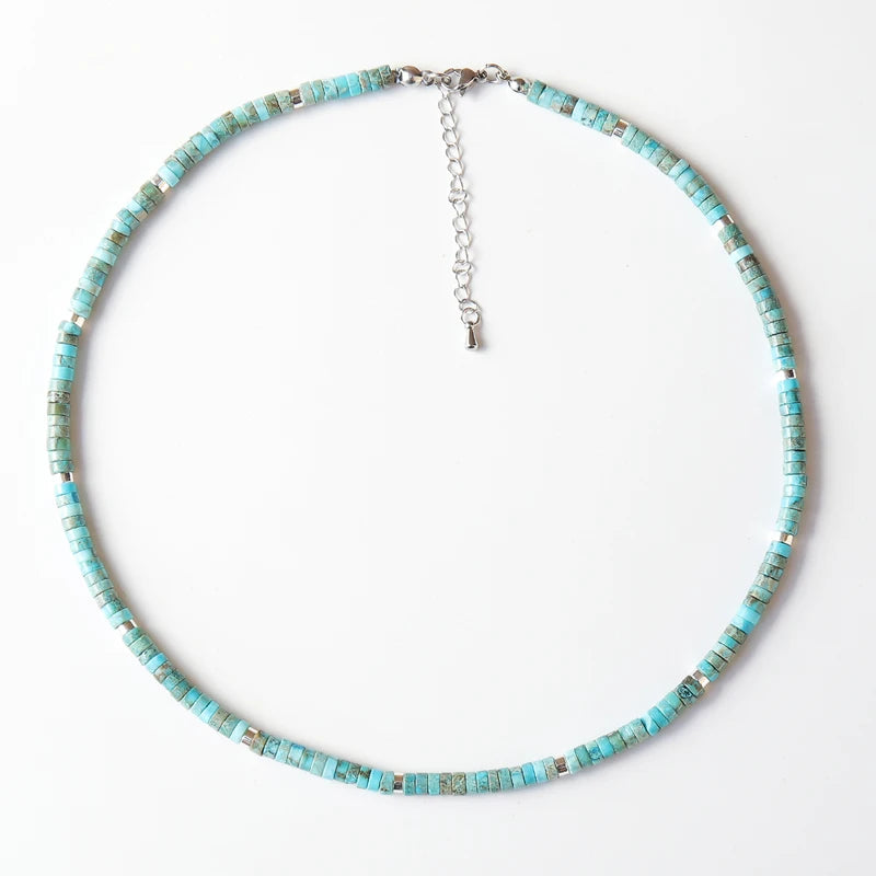 Natural Stone Turquoise Beaded Necklace for Daily Wear & Gifting - Handmade Jewelry