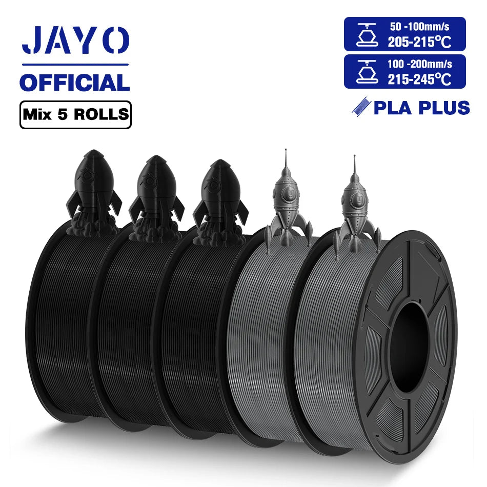 3D Printer Filament Set PLA PETG Silk Wood Marble 1.75mm 5 Rolls 1.1KG