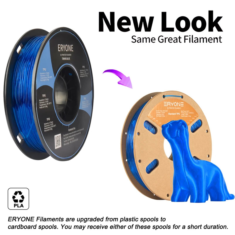 Flexible TPU Filament 1.75mm for 3D Printing - 0.5kg Spool, Multiple Colors