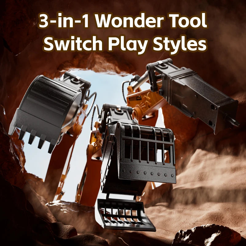 14 Channel RC Excavator with Remote Control, 3-in-1 Construction Toy Truck