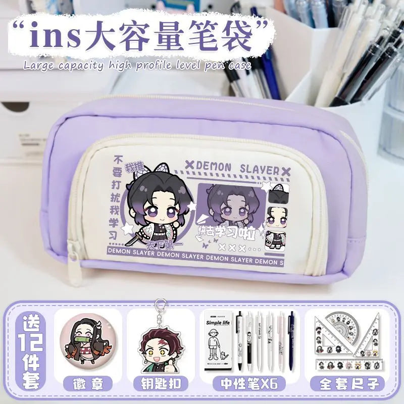 Anime Demon Slayer Pencil Bag - Kamado Tanjiro Multi-Functional Stationery Organizer