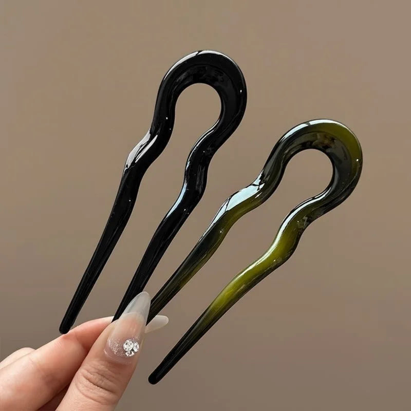 U-Shaped Hair Fork Hairpin Geometric Tortoiseshell Hair Accessories for Women and Girls