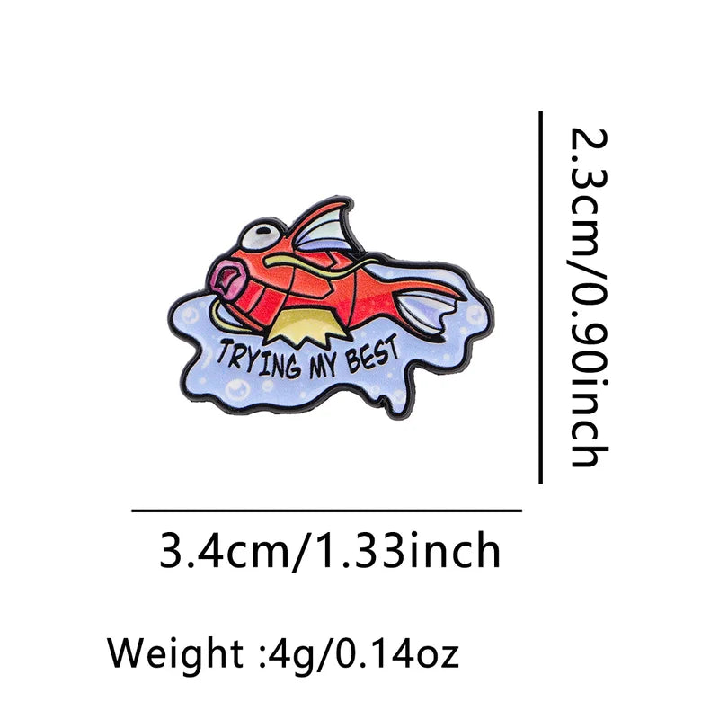 Cute Fish Enamel Pin for Bags and Clothing - Cartoon Anime Brooch for Women Men