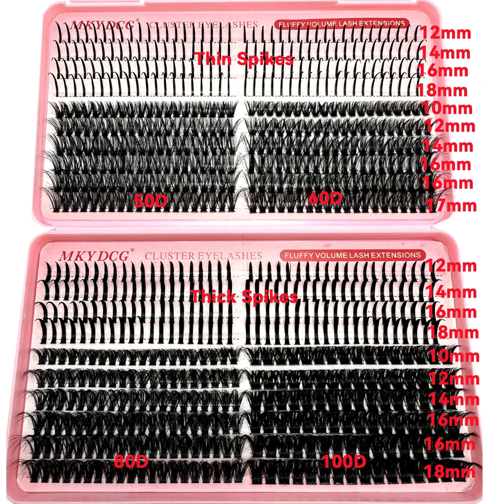 Cluster Eyelashes with Lash Spikes - Wispy Fluffy Fake Eyelash Clusters for Makeup