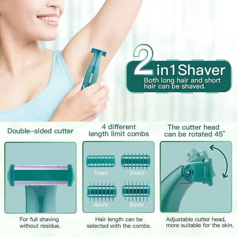 4-in-1 Women's Electric Razor for Hair Removal - Wet & Dry Face Body Bikini