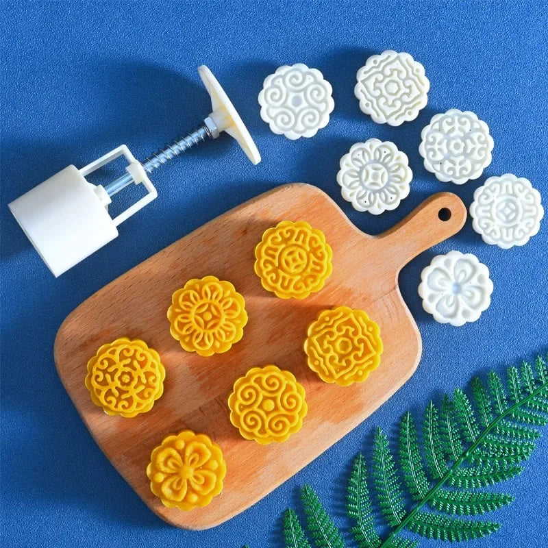 Kitchen Cake Mold for Mooncakes and Desserts - Non-Stick Flower Pattern BPA-Free Food Grade